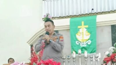 Kapolsek Tombariri Ipda Maykel Ukoli Memberikan Himbauan Menjelang Pengucapan Syukur Kabupaten Minahasa