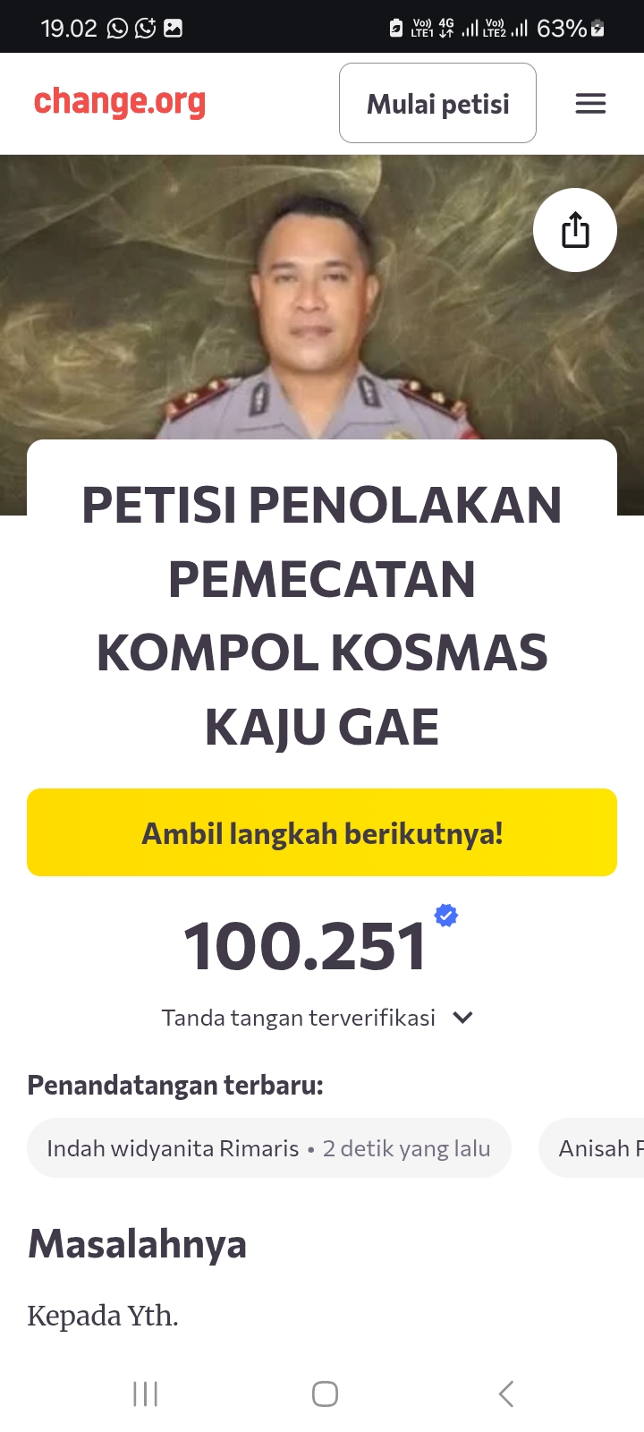 Tanda Tangan Petisi Untuk Kompol Cosmas