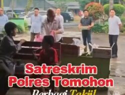 Polres Tomohon melalui Satreskrim Bagikan Takjil untuk Warga Muslim di Tomohon Utara