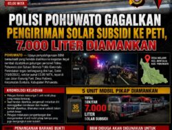 Polisi Pohuwato Gagalkan Pengiriman Solar Subsidi ke PETI, 7.000 Liter Diamankan