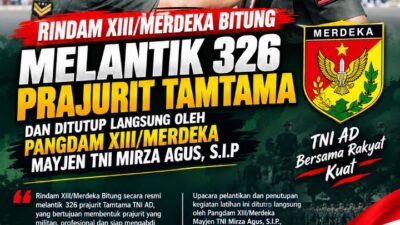 Kobarkan Semangat Pengabdian: 326 Tamtama Baru Rindam XIII/Merdeka Bitung Dilantik di Hadapan Pangdam XIII/Merdeka Mayjen TNI Mirza Agus S.I.P. 3 Screenshot 20260909 1254072