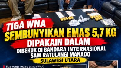 Sembunyikan 5,7 Kg Emas di Pakaian Dalam, Tiga WNA Dibekuk di Bandara Sam Ratulangi Manado 4 Screenshot 20260910 0004382